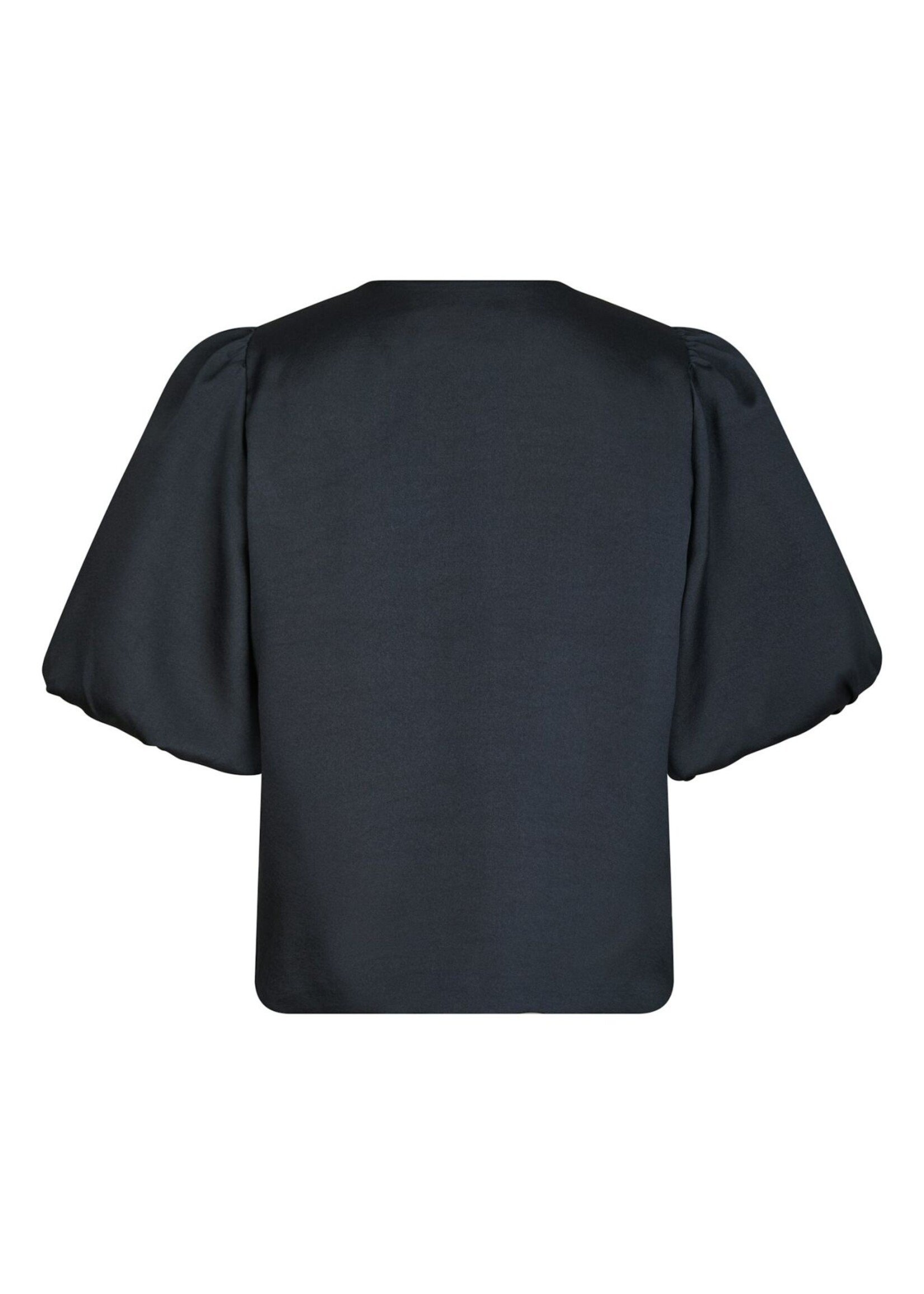 Neo Noir Aisa Dull Satin Blouse - Navy