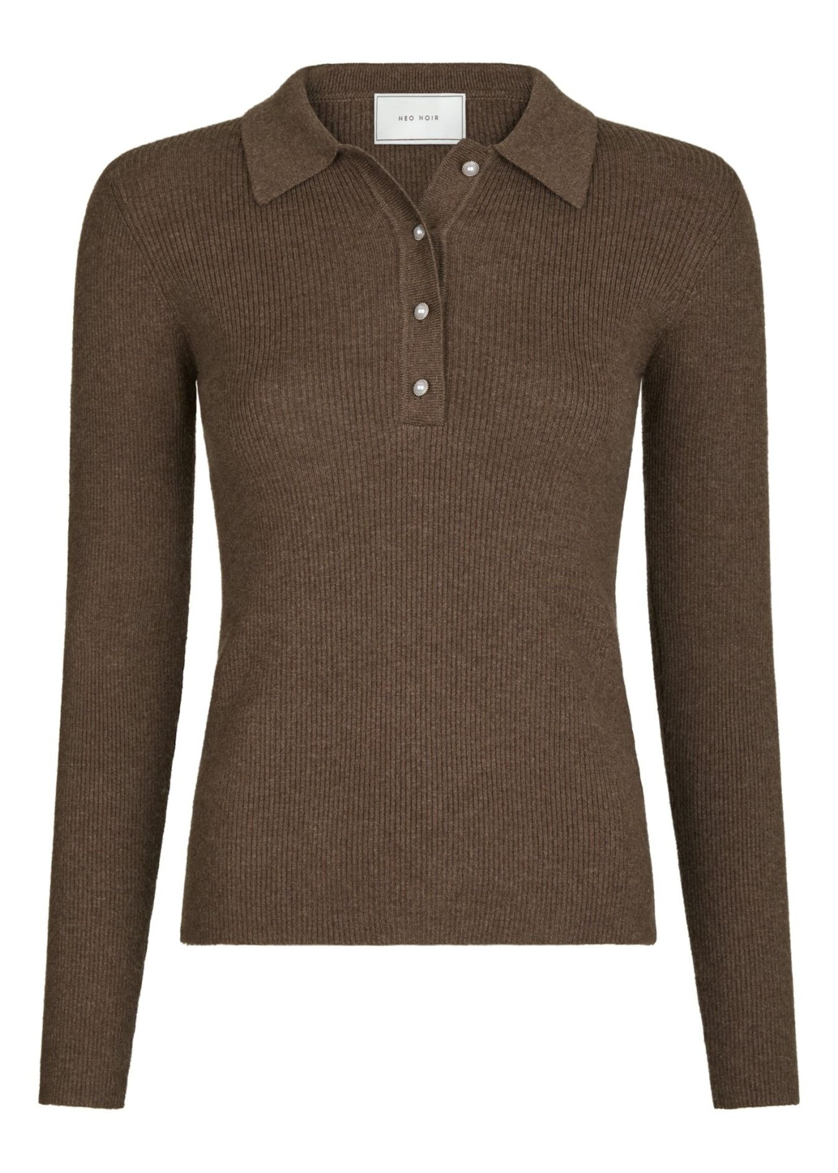 Neo Noir Panama Knit Blouse - Brown Melange