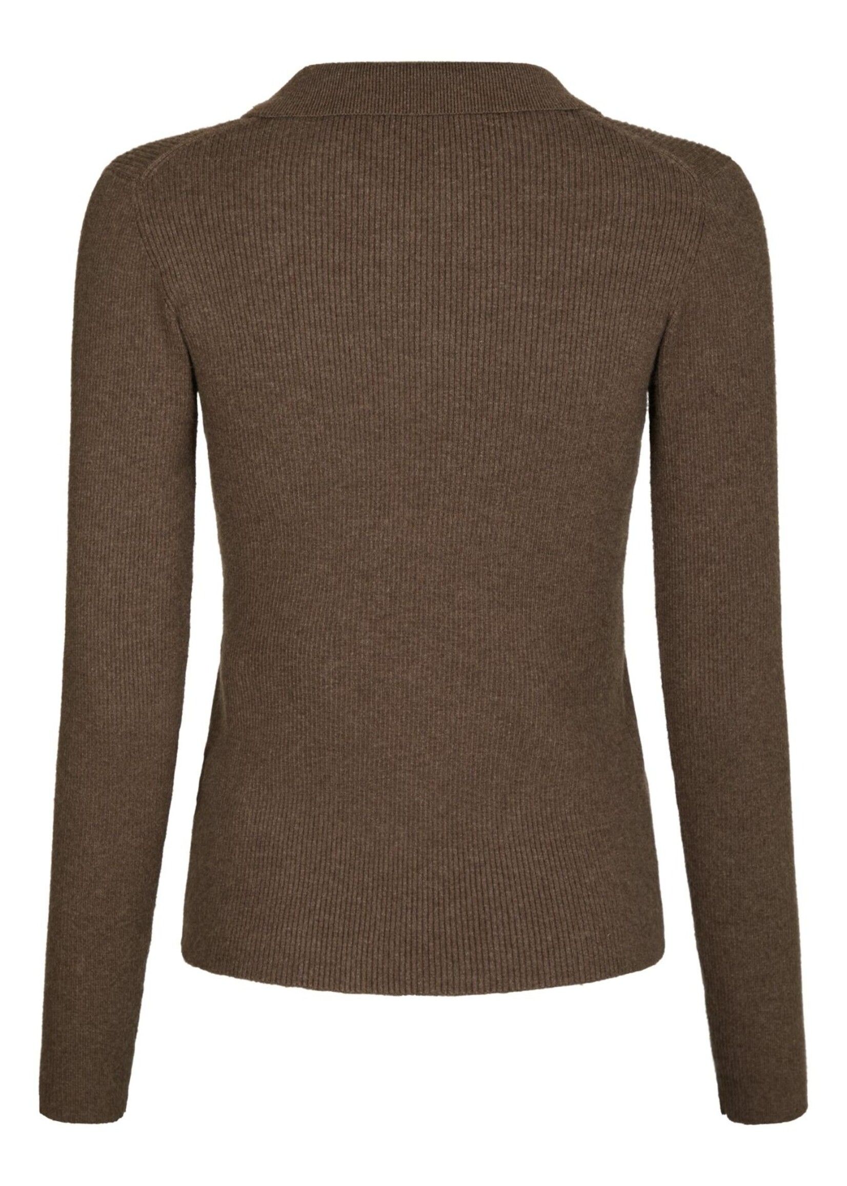 Neo Noir Panama Knit Blouse - Brown Melange