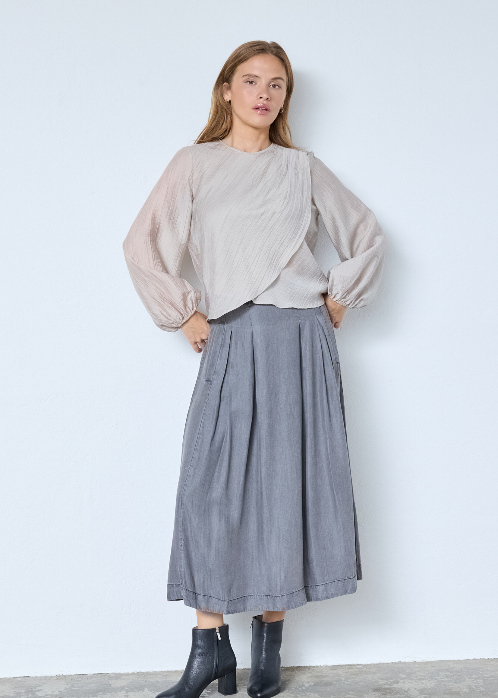 Co’Couture ConnyCC Drape Blouse - Mink