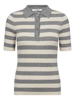Co’Couture BonnyCC Stripe S/S Polo Knit - Grey