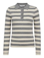 Co’Couture BonnyCC Stripe L/S Polo Knit - Grey