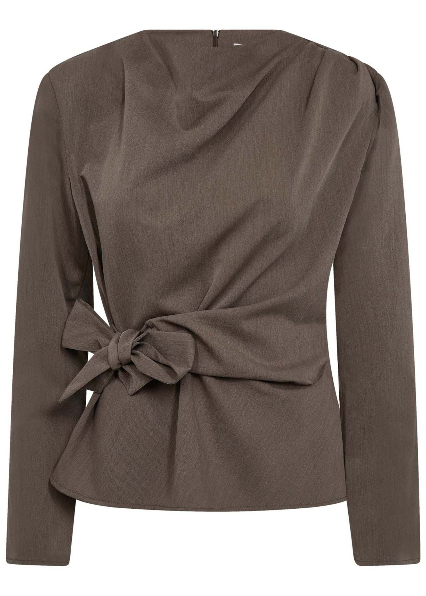 Co’Couture TengaCC Pleat Blouse - Walnut