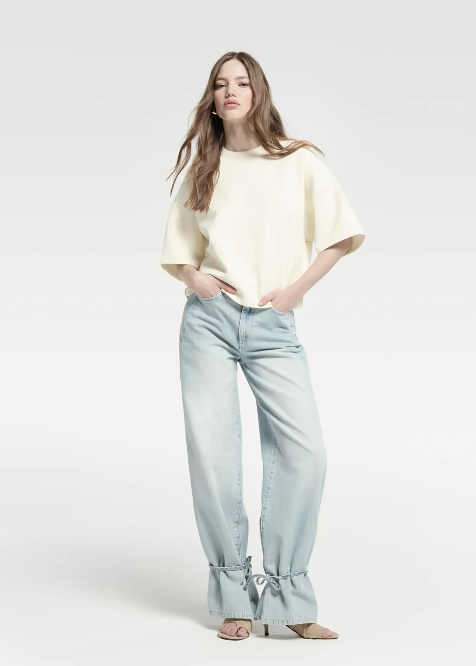 HOMAGE Tailored Straight Jeans Knot Detail - Light Vintage