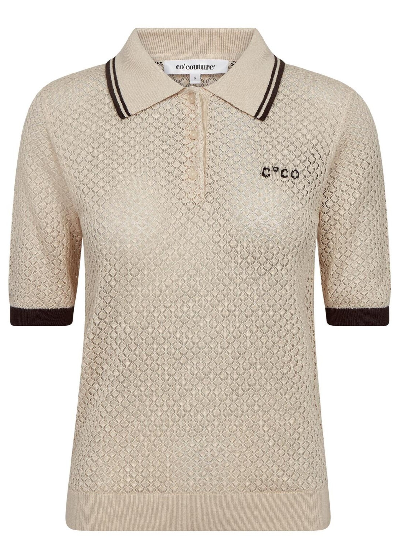 Co’Couture LueCC Pointelle Polo Knit