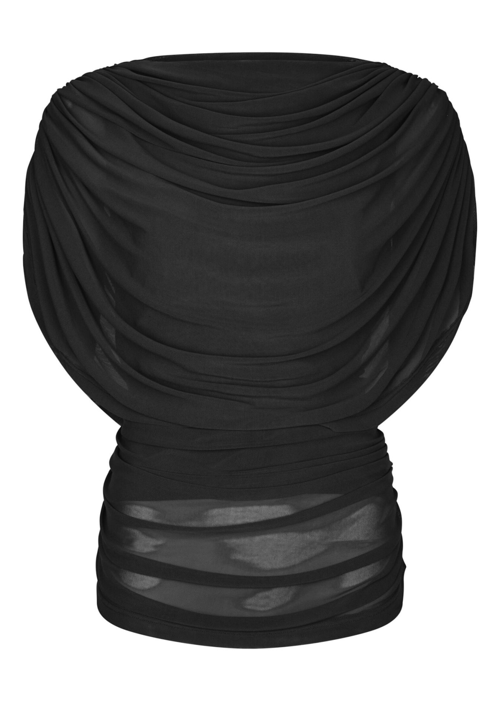 Neo Noir Cottuna Drapy Mesh Top - Black