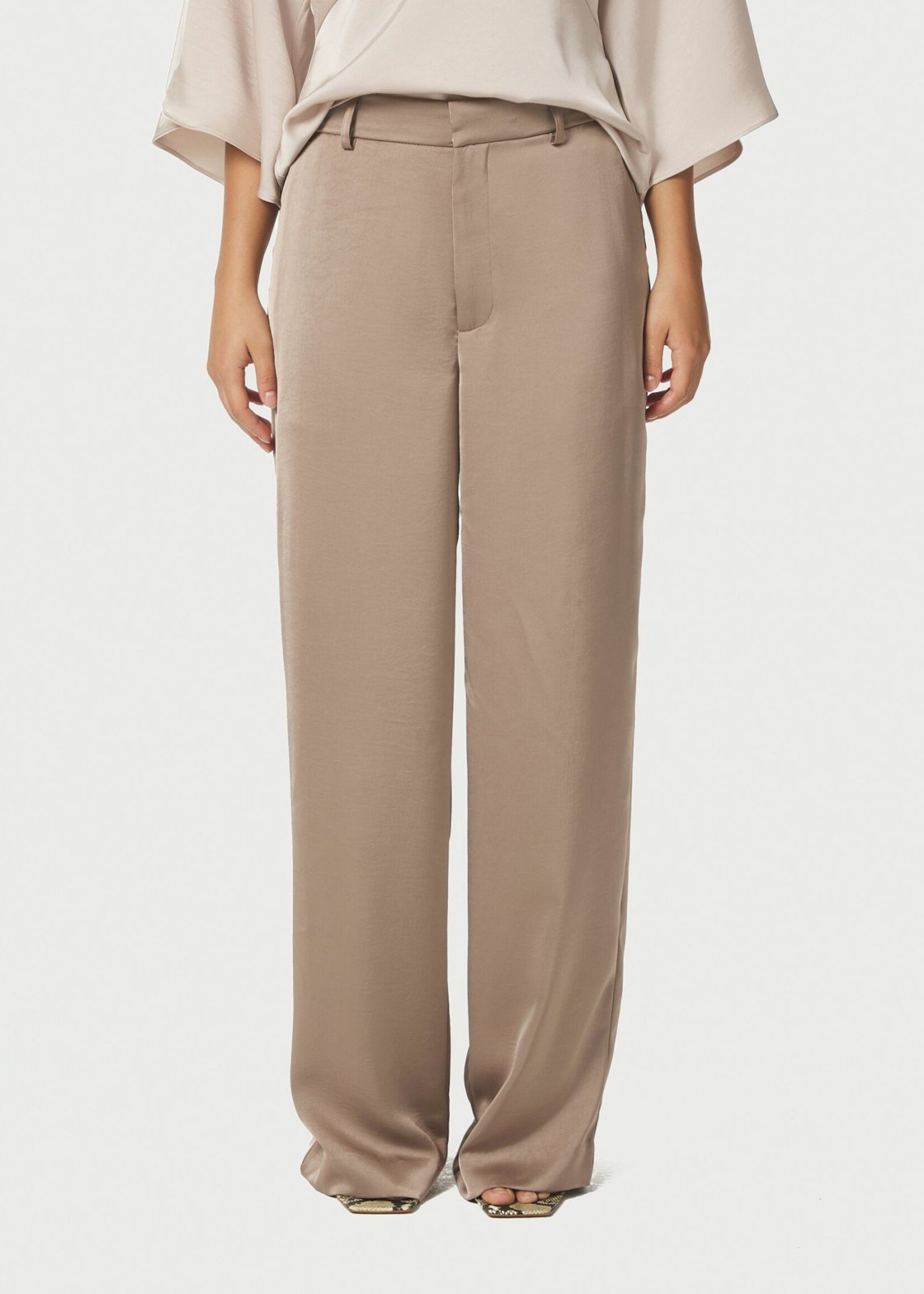 Neo Noir Emmett Heavy Sateen Pants - Dark Taupe