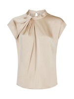 Neo Noir Fleur Drapy Satin Blouse - Dark Sand