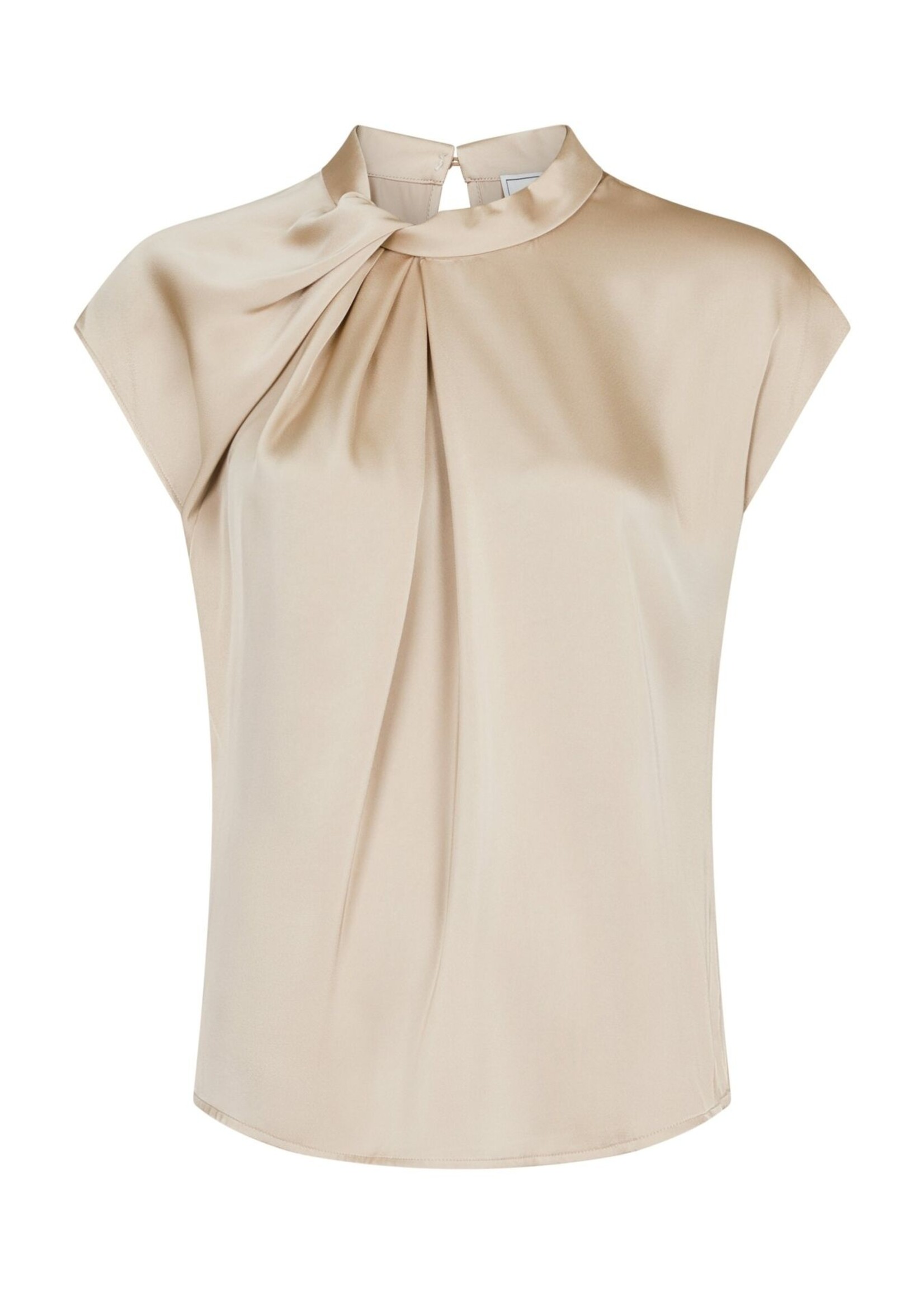 Neo Noir Fleur Drapy Satin Blouse - Dark Sand