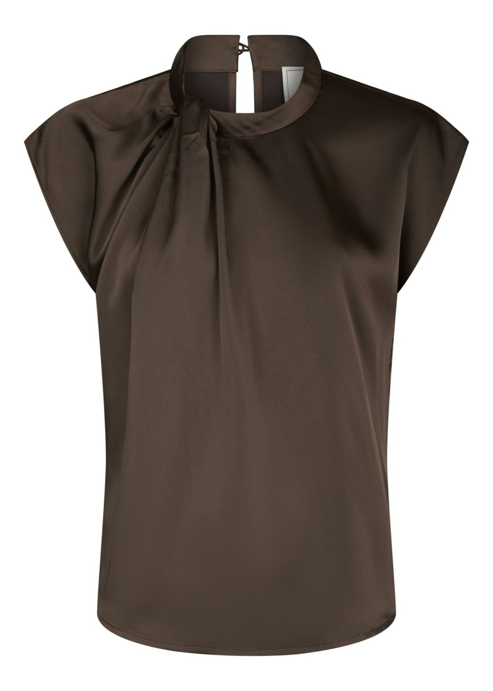 Neo Noir Fleur Drapy Satin Blouse - Dark Brown