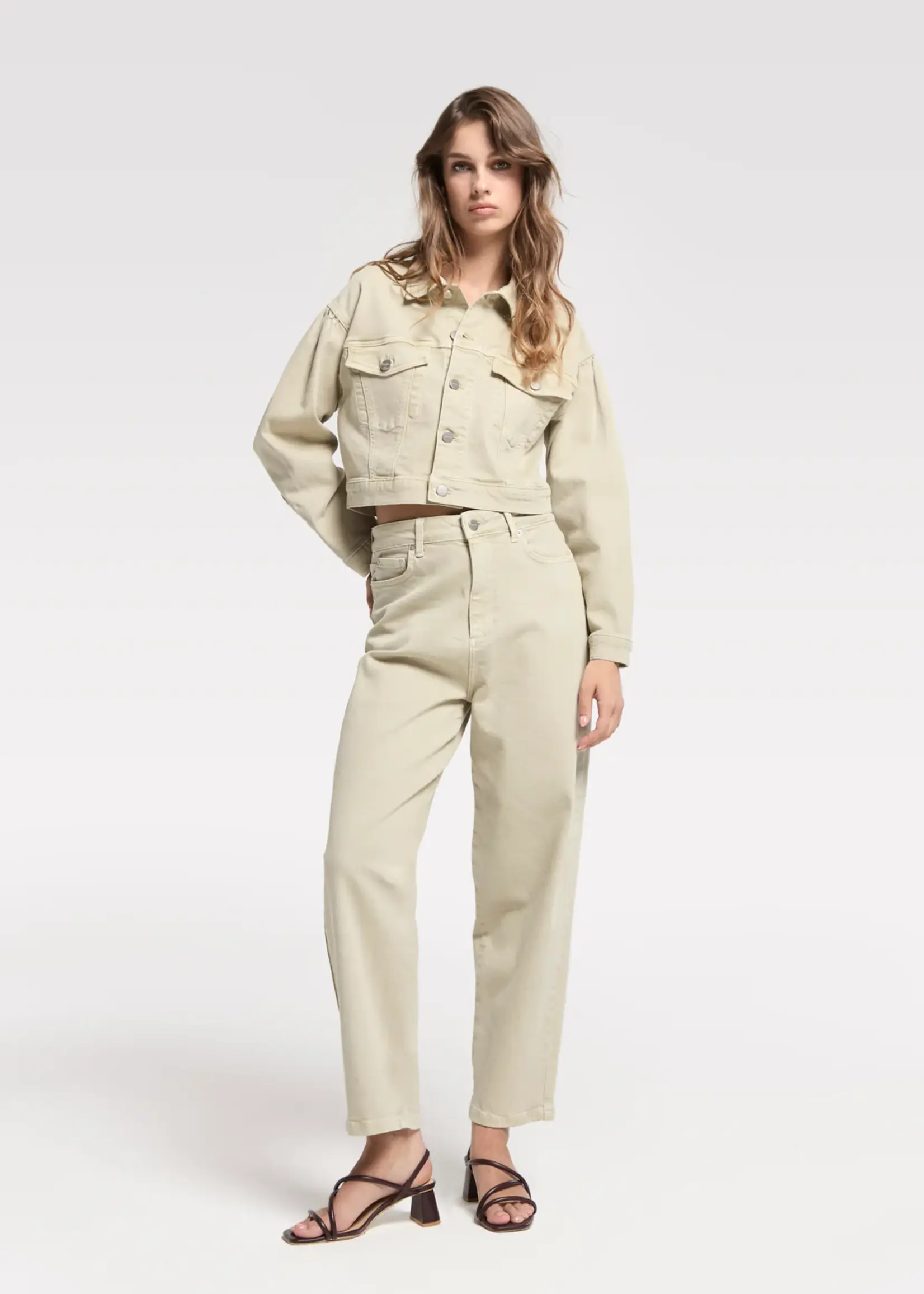 HOMAGE Bella - Colored Baggy Jeans - Washed Pistachio