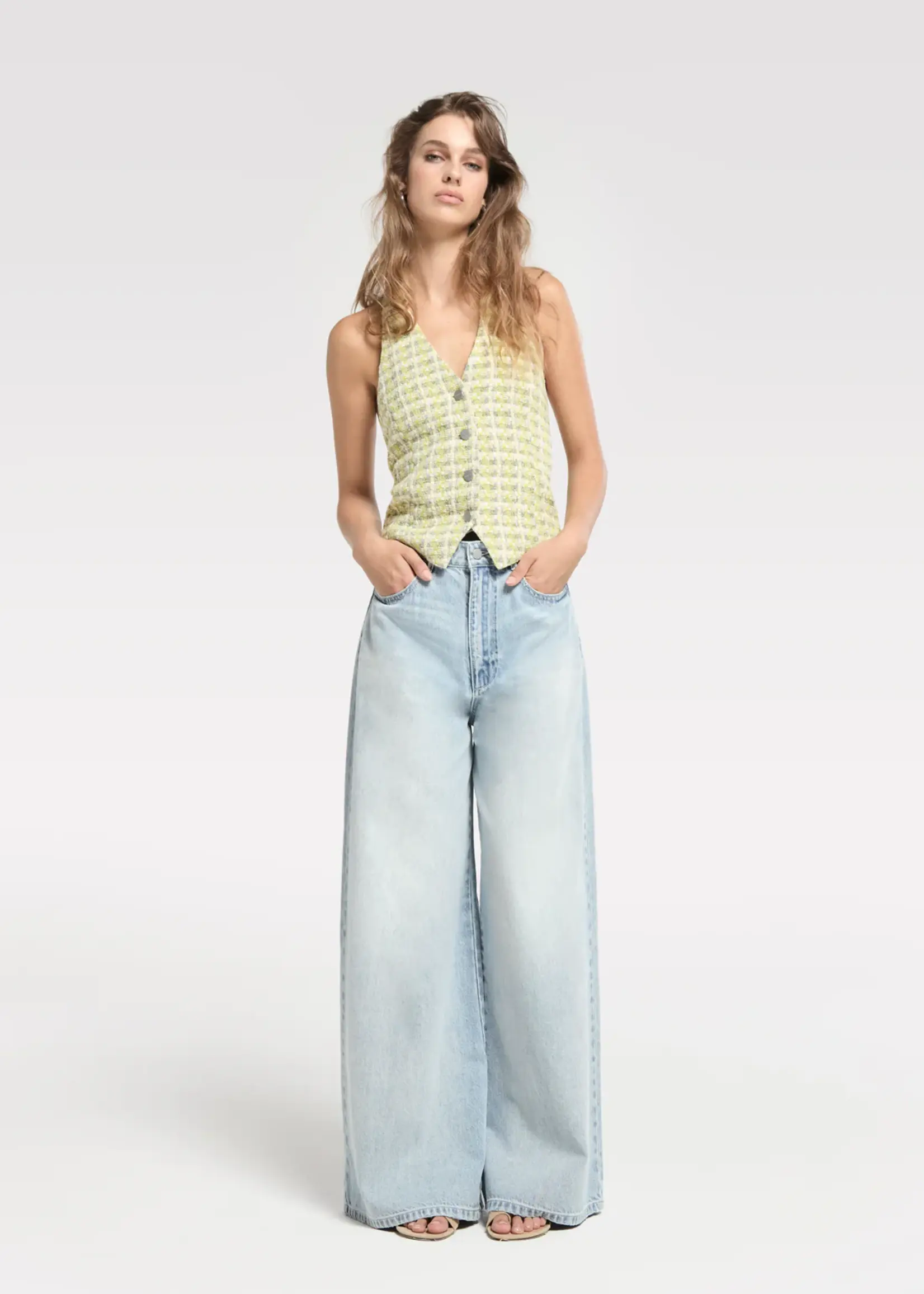 HOMAGE Extra Wide Leg Jeans With Cord - Bleu Used