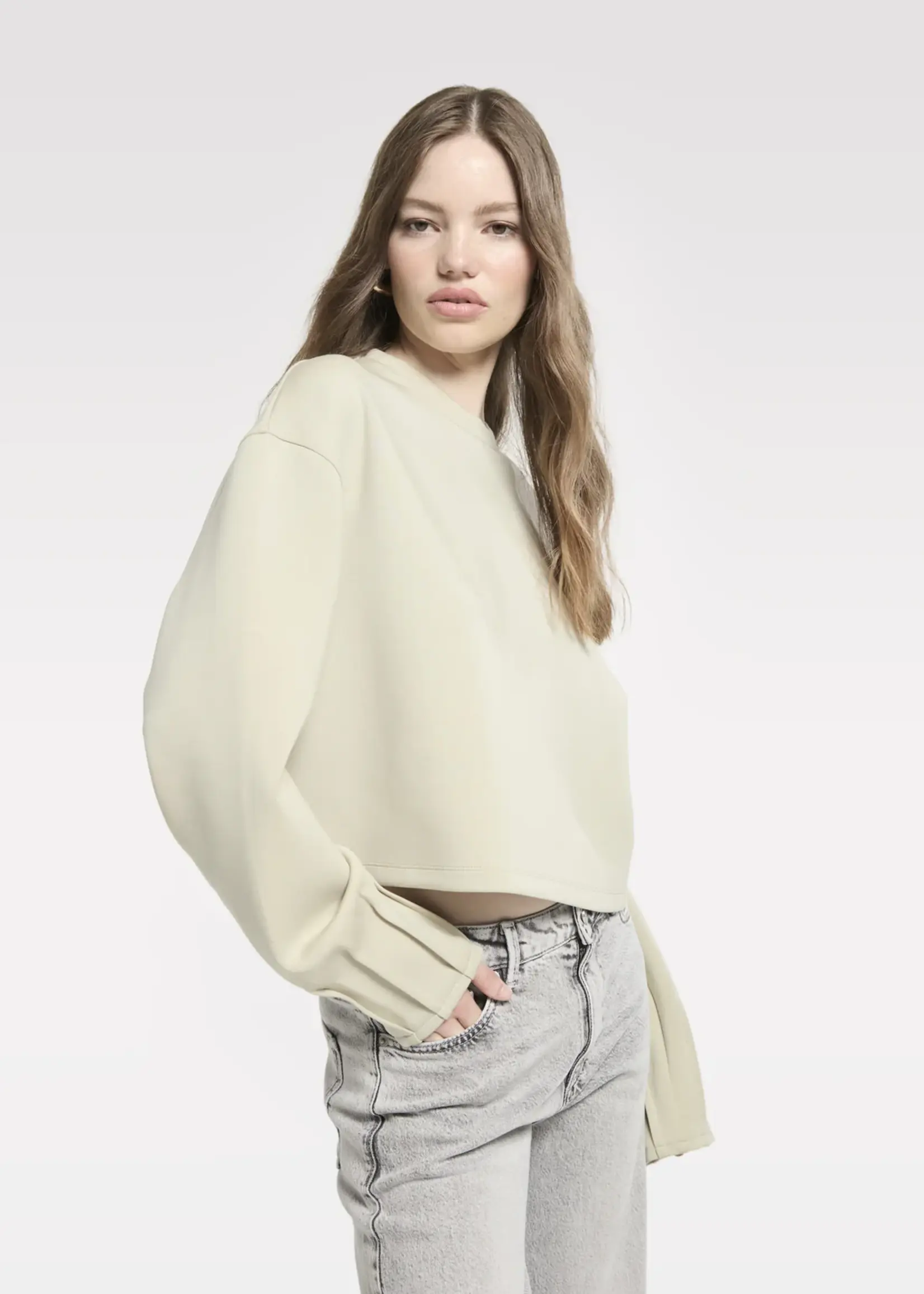 HOMAGE Top With Cuff Details - Pistachio