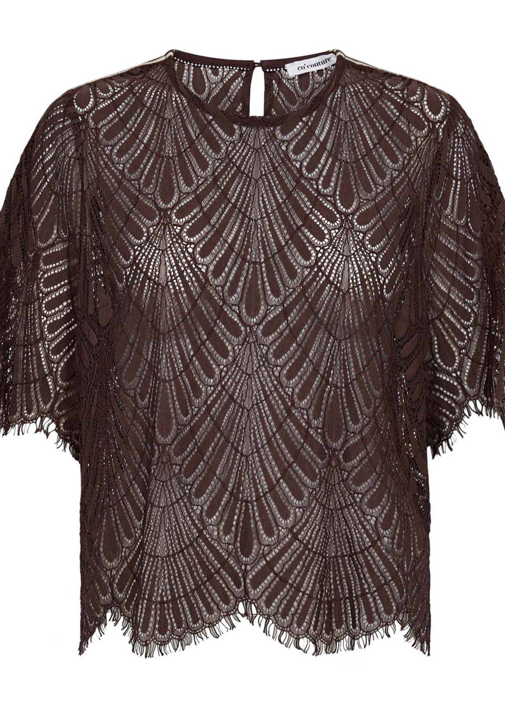 Co’Couture LetiCC Lace Blouse - Dark Brown