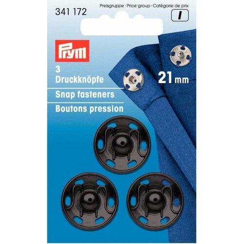 PRYM PRYM AANNAAIDRUKKNOOP MESSING 21MM ZWART