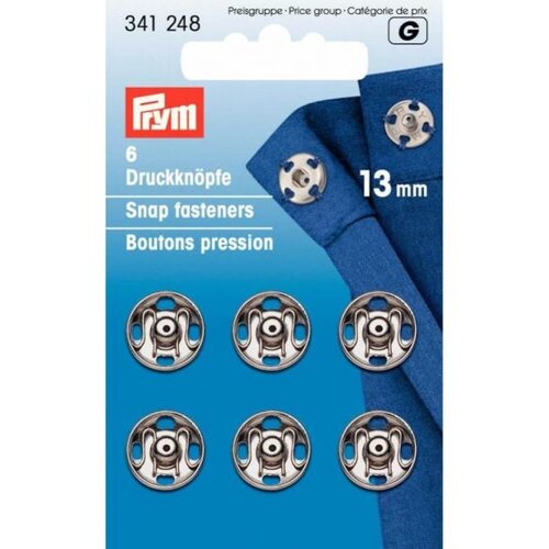 PRYM PRYM AANNAAIDRUKKNOOP MESSING 13MM ZILVER