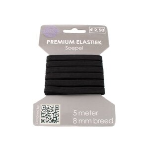 Premium Elastiek 8 mm 5m Zwart