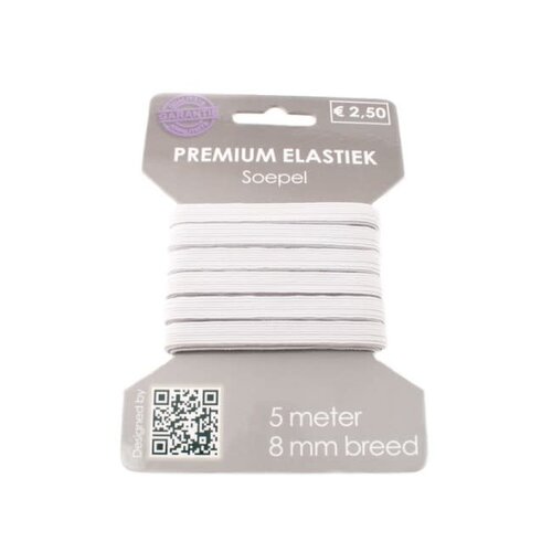 Premium Elastiek 8 mm 5m Wit