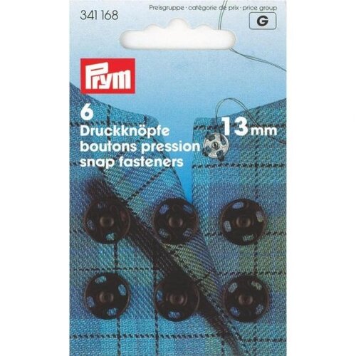 PRYM PRYM AANNAAIDRUKKNOOP MESSING 13MM ZWART