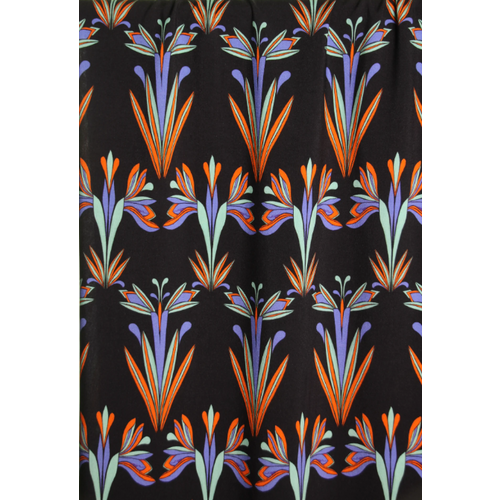 ATELIER JUPE Navy blue viscose with art deco flowers ATELIER JUPE Navy blue viscose with art deco flowers