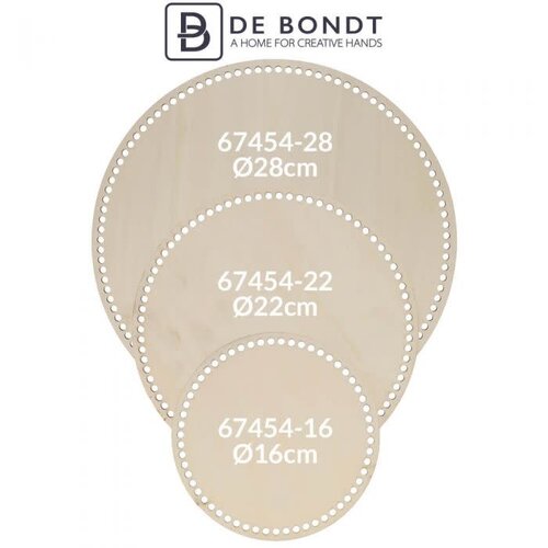 Houten tasbodem rond geperforeerd 22cm