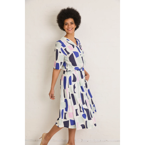 ATELIER JUPE White viscose with soft abstract shapes