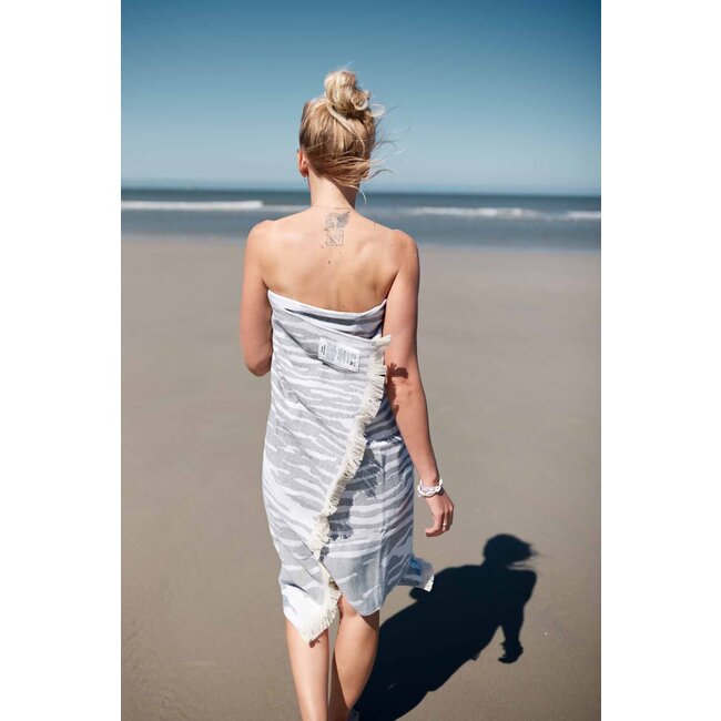 Wadden Strandlaken - wit/blauw