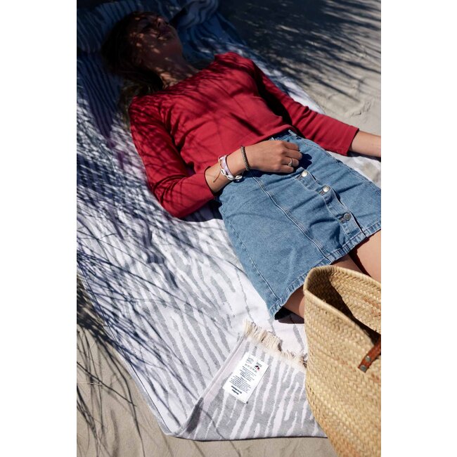 Wadden Strandlaken - wit/blauw