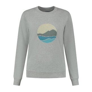 Blue LOOP Originals Blue Fleece Big Sunset Sweater - Grey Melange