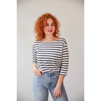 Blue LOOP Originals Refibra Stripe 3/4 Longsleeve - wit/blauw