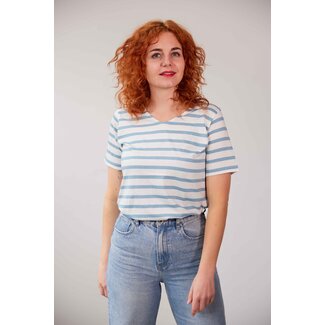 Blue LOOP Originals Refibra V-hals shirt - streep