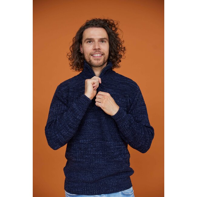 Heren Harlingen Schipperstrui - Navy Melange