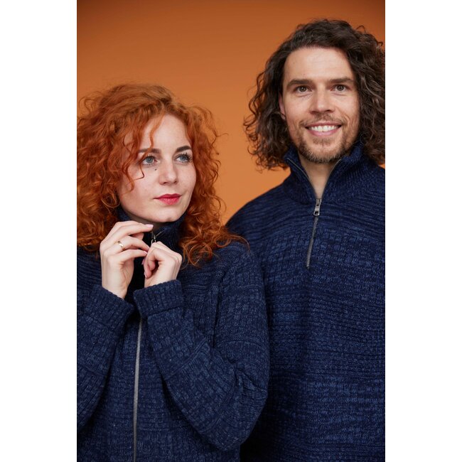 Heren Harlingen Schipperstrui - Navy Melange