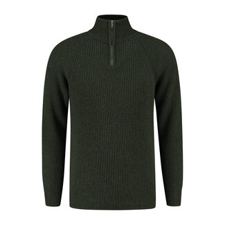 Essential Half Zip Sweater - Deep Green Melange