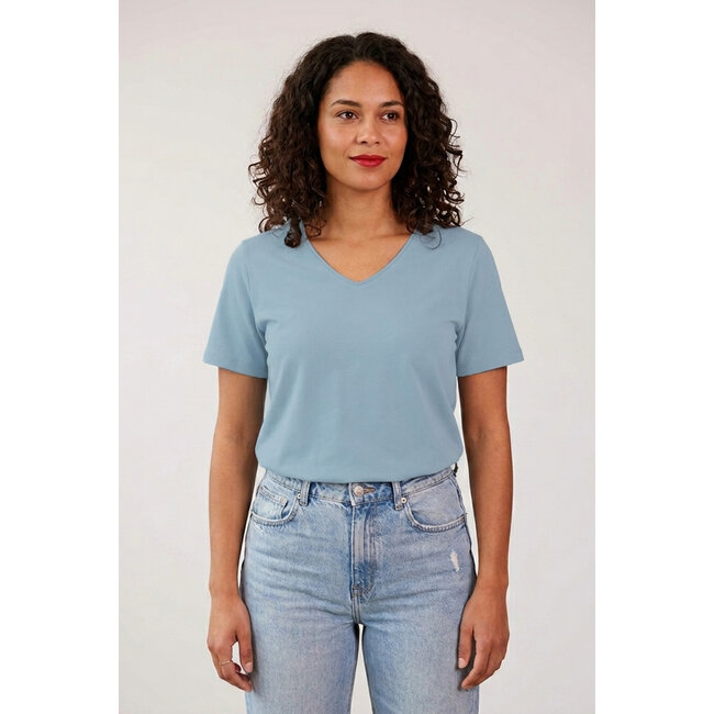 Refibra Loose Fit V-Neck - Blue Shadow