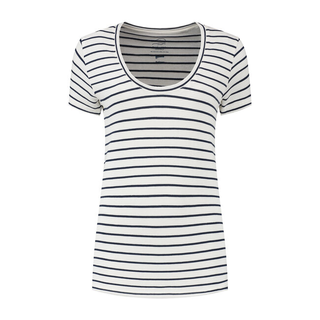 Relinen Stripe Scoop T-shirt - Navy / White