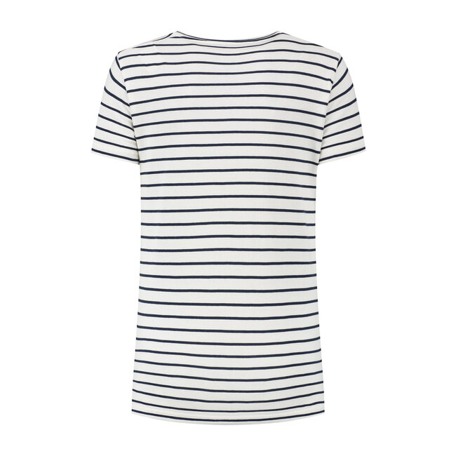 Relinen Stripe Scoop T-shirt - Navy / White