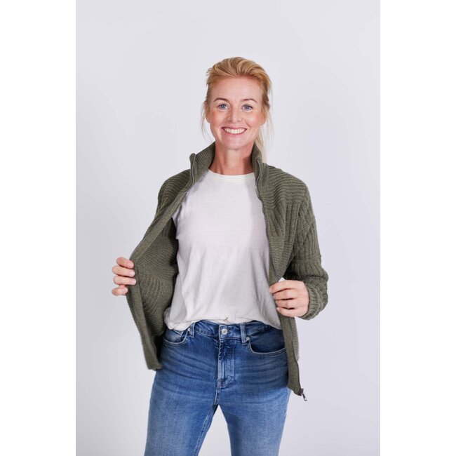 Harlingen Full Zip Sweater - Kaki