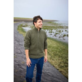 Blue LOOP Originals Harlingen Full Zip Sweater - Kaki