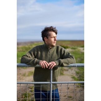 Blue LOOP Originals Harlingen Half Zip Sweater - Kaki