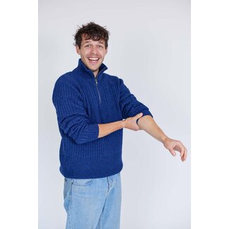 Wijs met de Waddenzee Harlingen Half Zip Sweater - Navy
