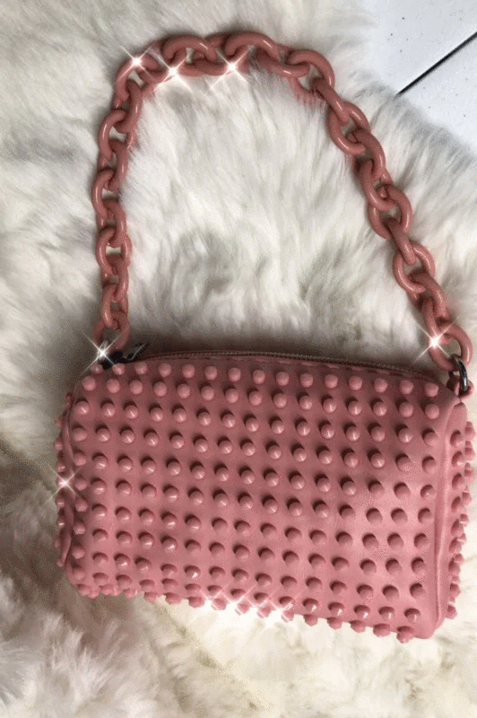 Super leder tasje met studs Candy PINK Royal Fashion Queen