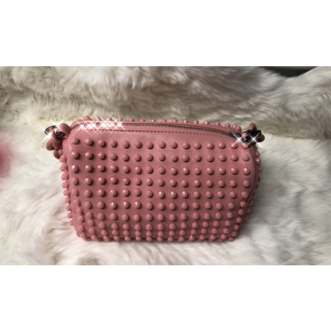 Super leatherlook bag with studs Candy PINK