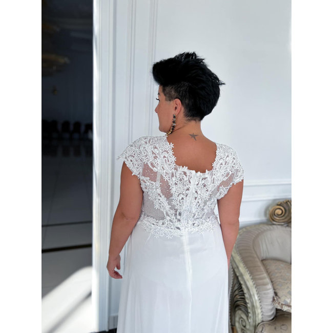 PLUS SIZE long wedding dress Dagna WHITE