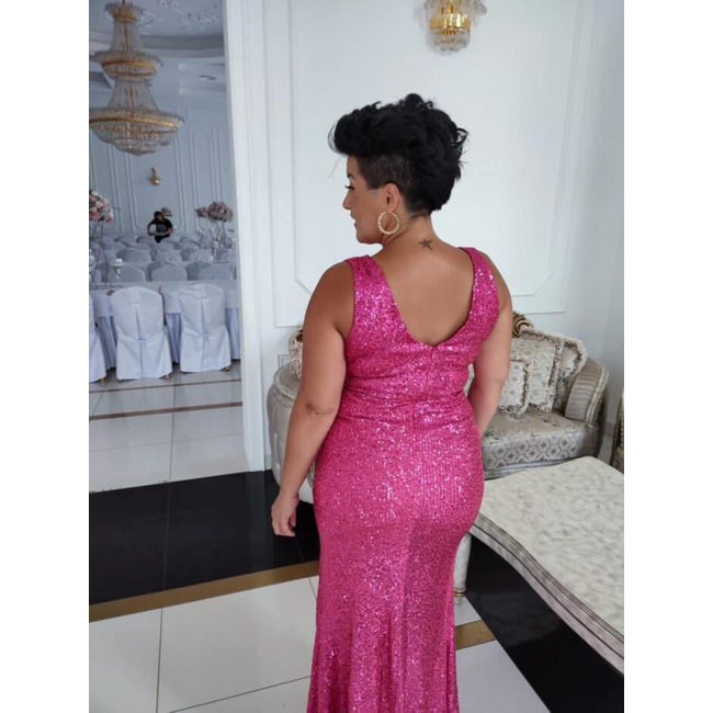 GRANDE TAILLE robe longue de ceremonie Tequilla FUCHSIA
