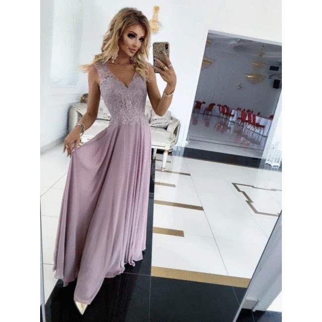 PLUS SIZE długa sukienka okazjonalna Lola DIRTY PINK