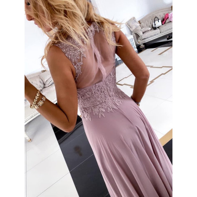 PLUS SIZE long occasion dress Lola DIRTY PINK