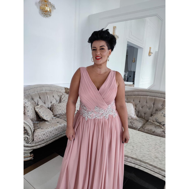 GRANDE TAILLE robe longue de ceremonie Kiara POWDER PINK
