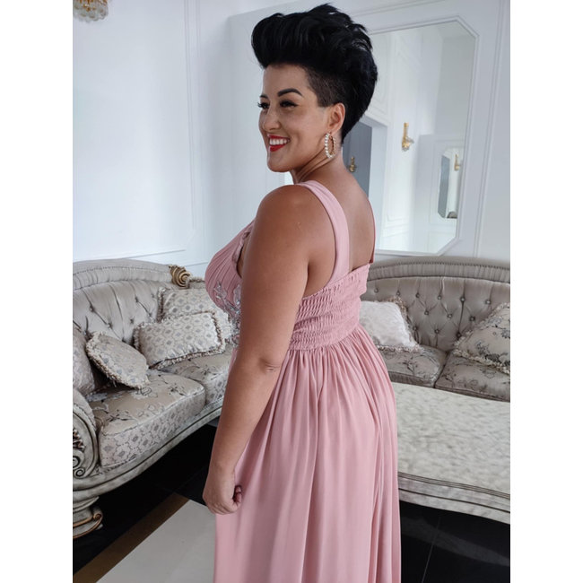 GRANDE TAILLE robe longue de ceremonie Kiara POWDER PINK
