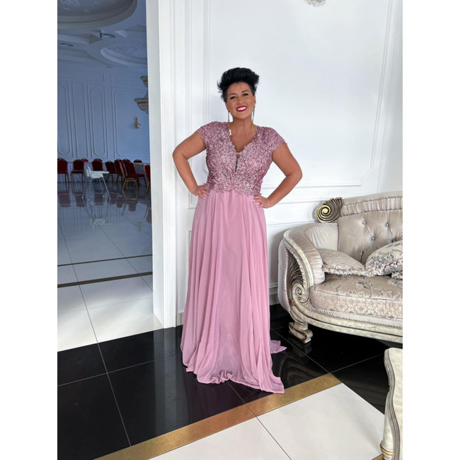 GRANDE TAILLE robe longue de ceremonie Dagna POWDER PINK